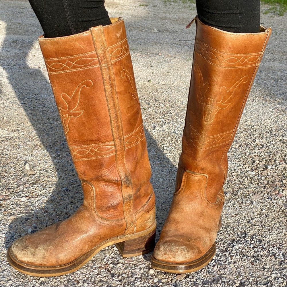 Western style boots recently re-soled
